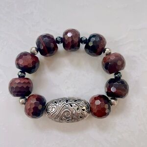Silpada Red Tigers Eye Sterling Bracelet